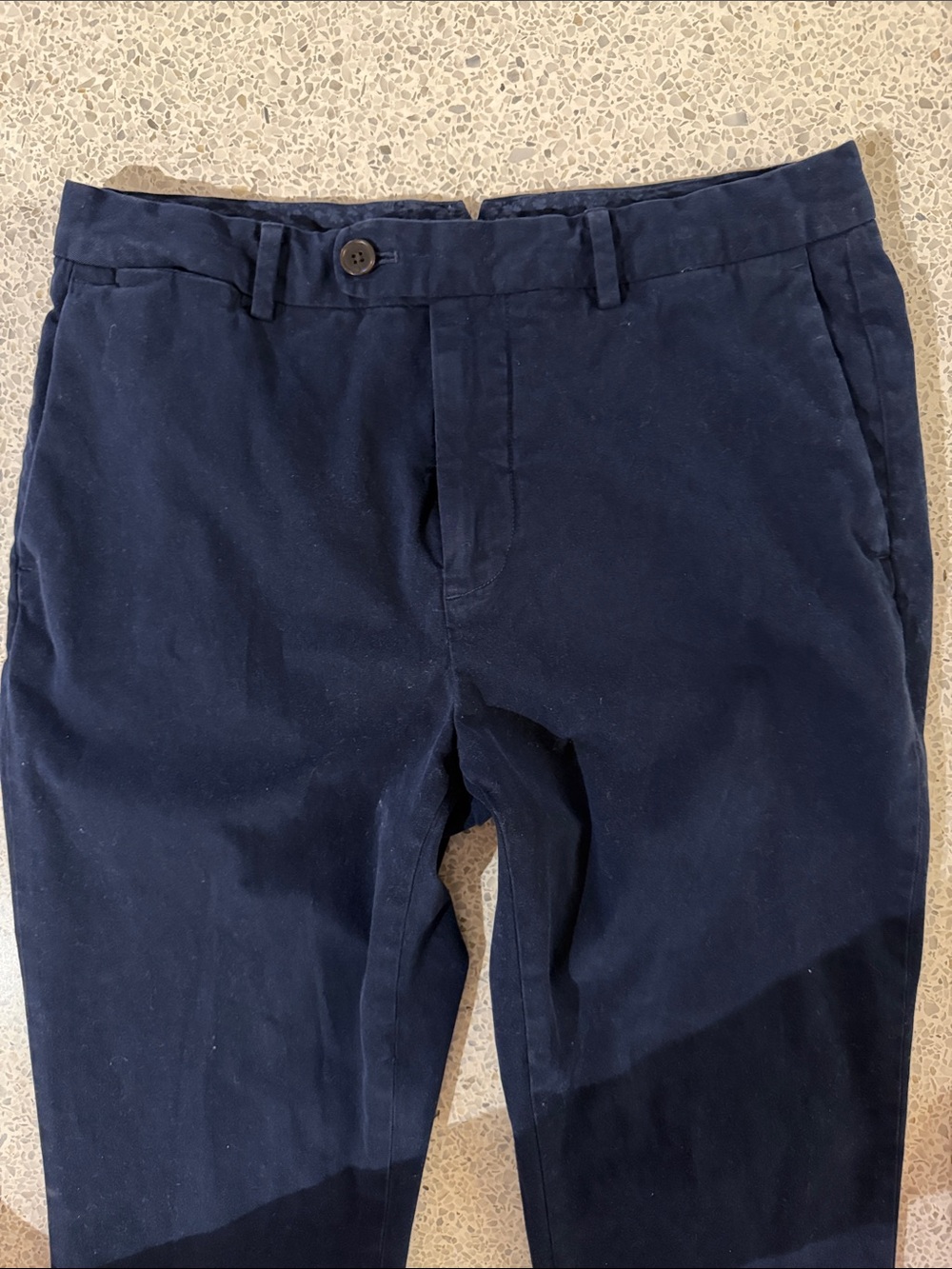 Bonobos Italian Olimpias Navy Primo Chinos - Slim Tapered Fit Like New 32 x 30